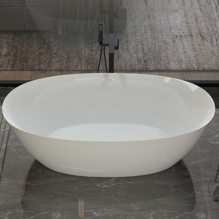 Modern Oval Bathtub Freestanding Acrylic Soaking Back to Wall Bath