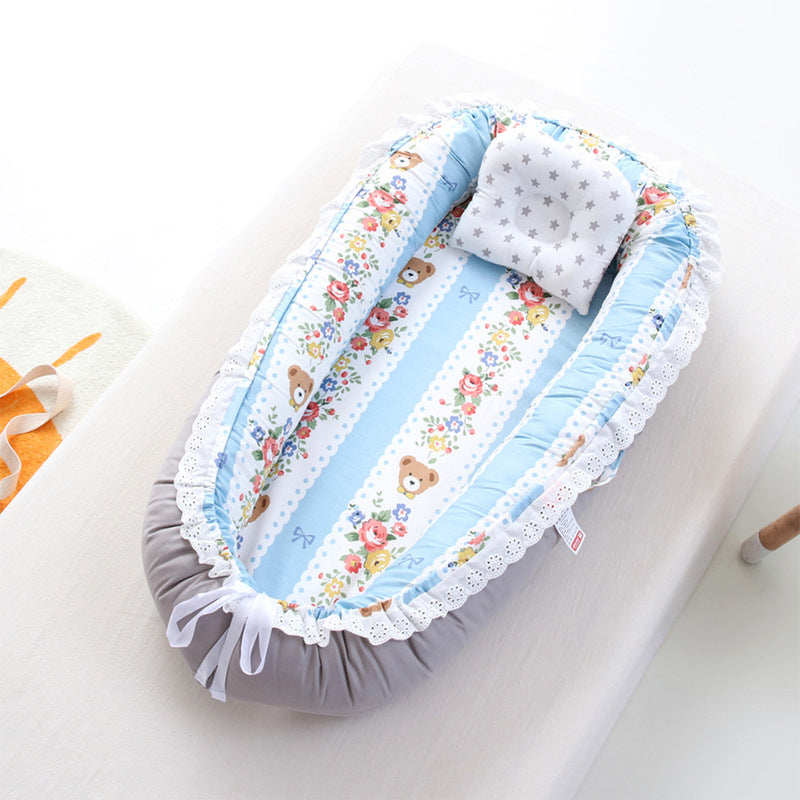 Portable Fabric Crib Cradle Foldable Oval Moses Basket for Newborn