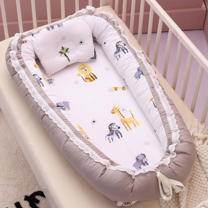 Portable Fabric Crib Cradle Foldable Oval Moses Basket for Newborn