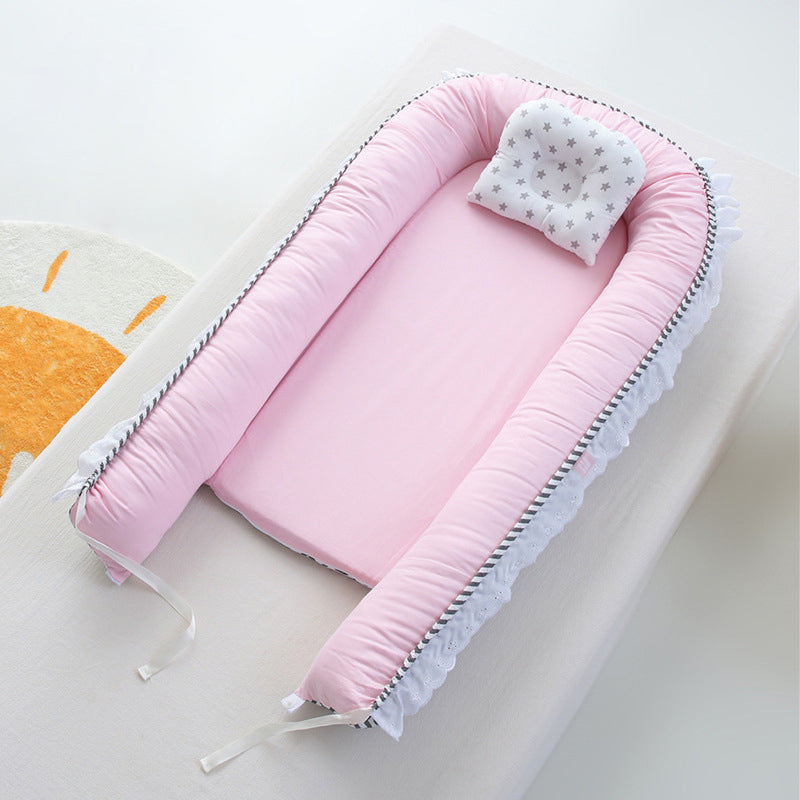 Portable Fabric Crib Cradle Foldable Oval Moses Basket for Newborn