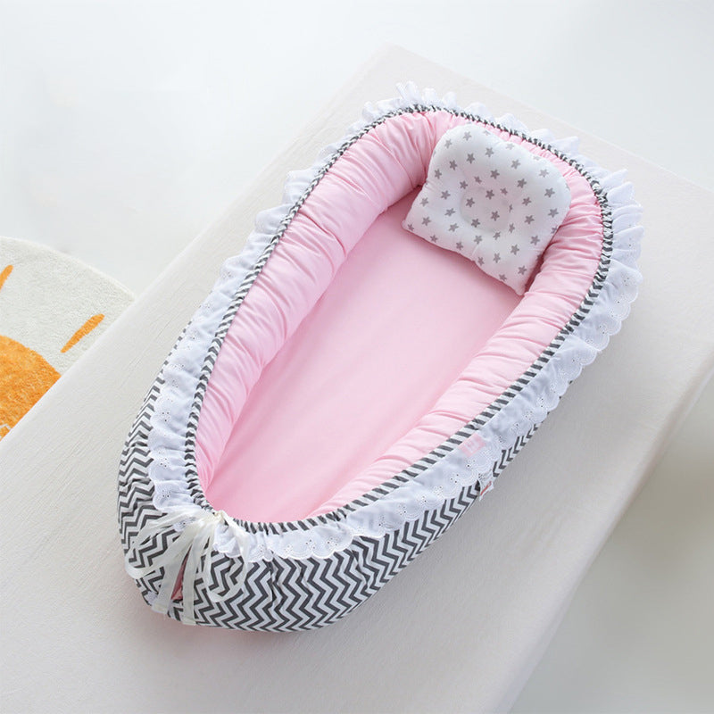 Portable Fabric Crib Cradle Foldable Oval Moses Basket for Newborn