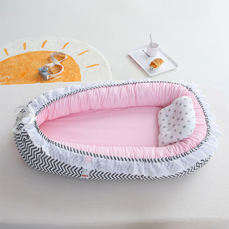 Portable Fabric Crib Cradle Foldable Oval Moses Basket for Newborn