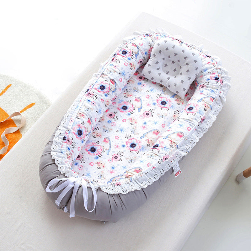 Portable Fabric Crib Cradle Foldable Oval Moses Basket for Newborn
