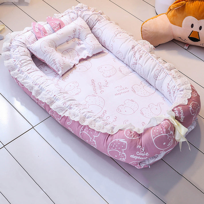 Portable Fabric Crib Cradle Foldable Oval Moses Basket for Newborn