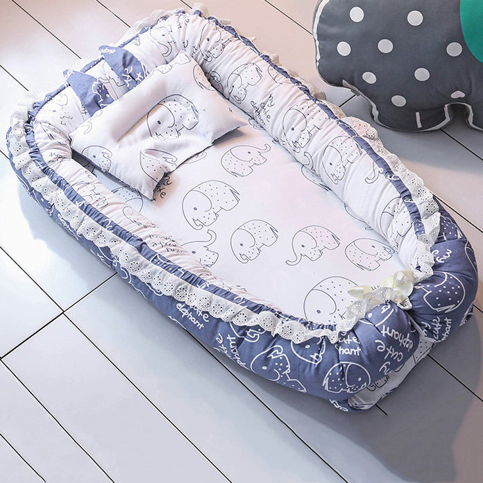 Portable Fabric Crib Cradle Foldable Oval Moses Basket for Newborn