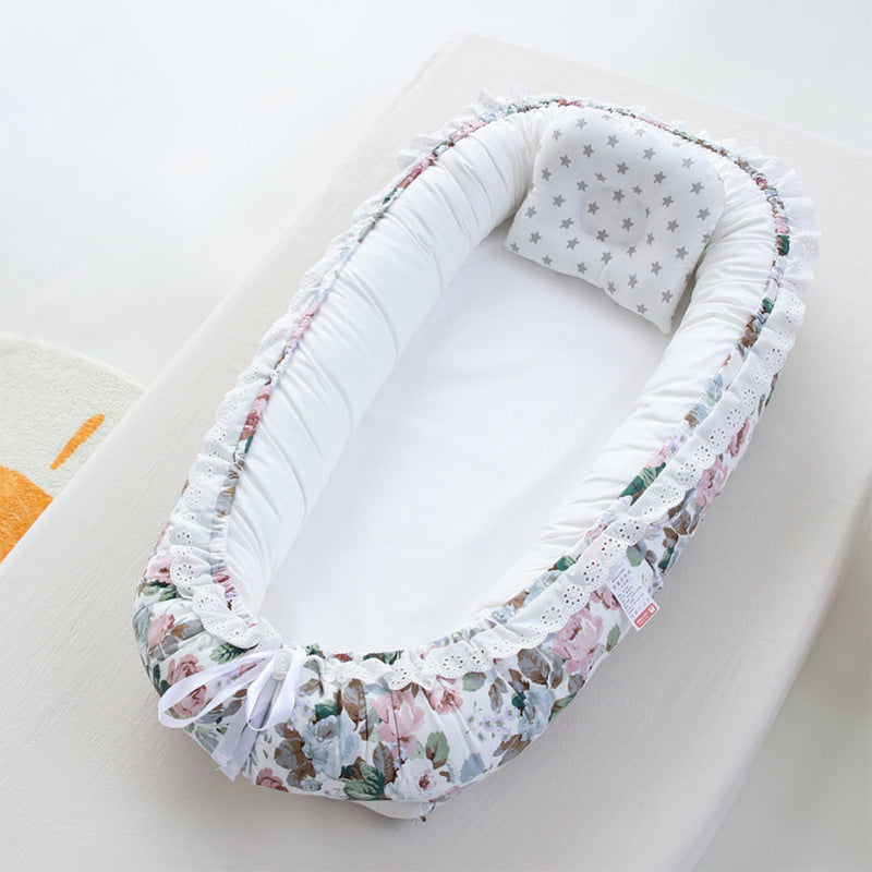 Portable Fabric Crib Cradle Foldable Oval Moses Basket for Newborn