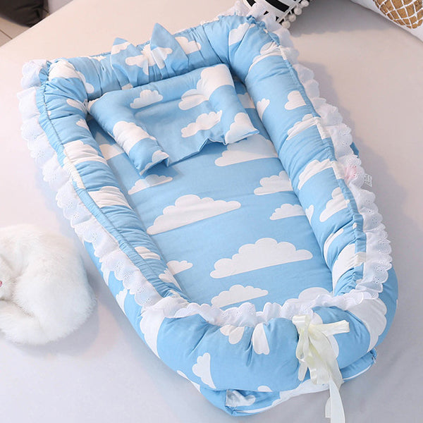 Portable Fabric Crib Cradle Foldable Oval Moses Basket for Newborn