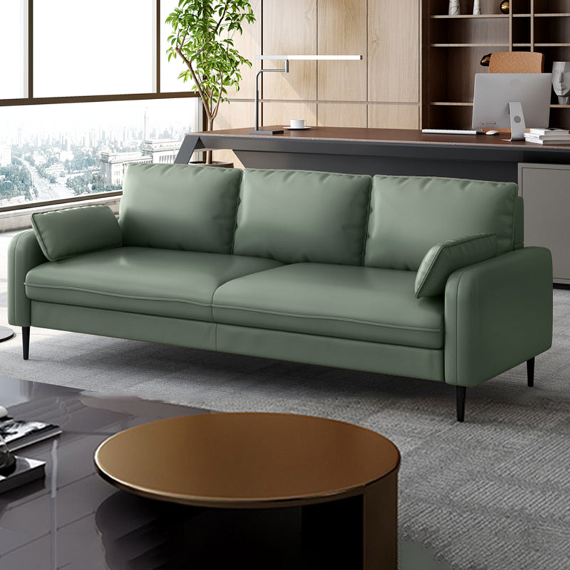 3-Seater Faux Leather Sofa Mid Century Loose Back Square Arm Settee