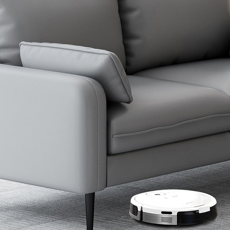 3-Seater Faux Leather Sofa Mid Century Loose Back Square Arm Settee