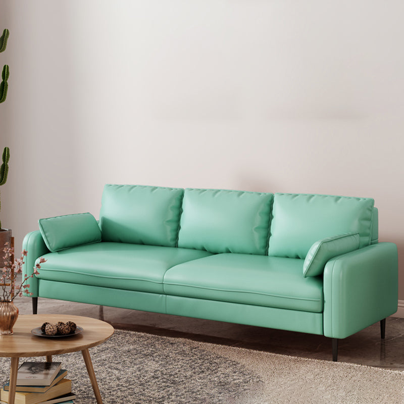 3-Seater Faux Leather Sofa Mid Century Loose Back Square Arm Settee