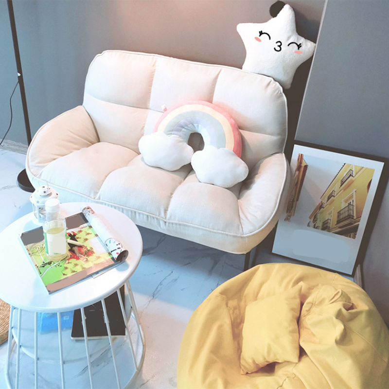 Flared Arm Fabric Simple Sofa Scandinavian Biscuit Back Loveseat