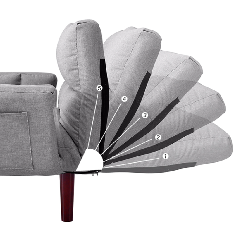 Fabric Adjustable Sleeper Sofa Biscuit Back 47.6" W Flared Arm Loveseat