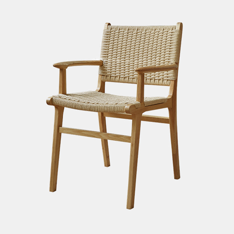 Solid Wood Lounge Chair Woven Back Side Chair with Wooden Legs