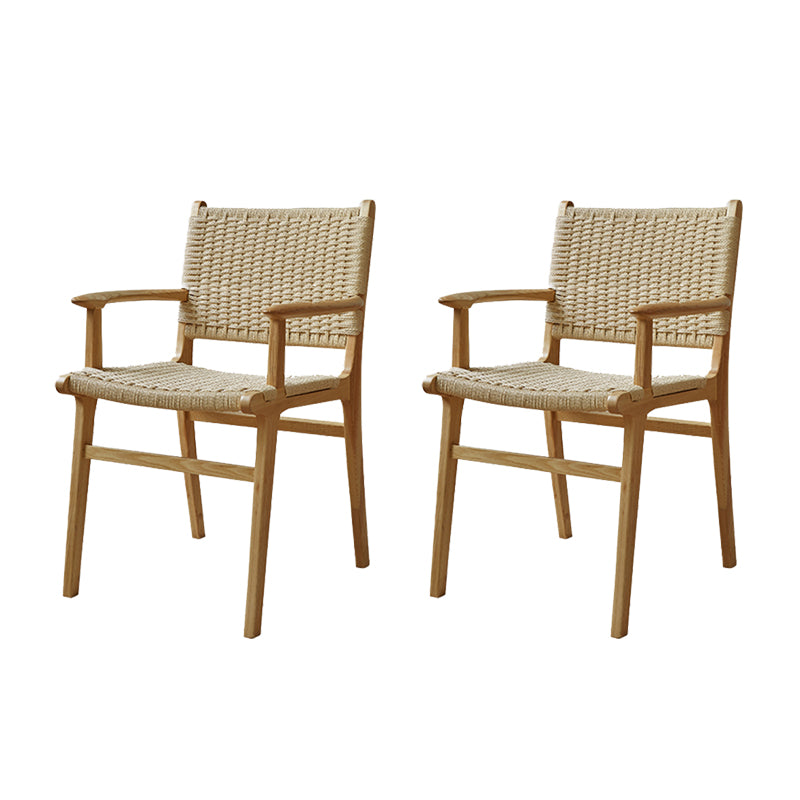 Solid Wood Lounge Chair Woven Back Side Chair with Wooden Legs