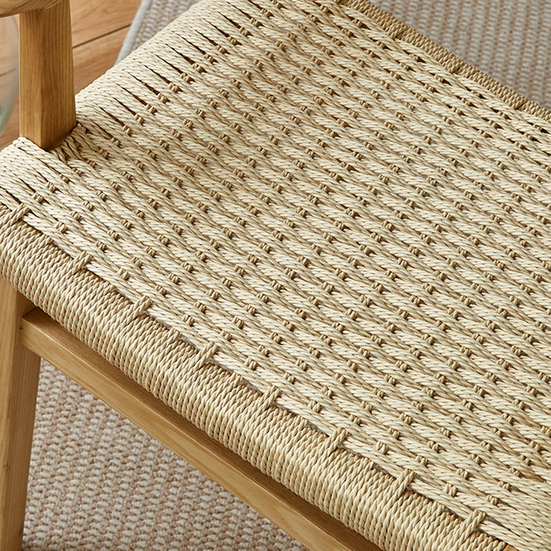 Solid Wood Lounge Chair Woven Back Side Chair with Wooden Legs