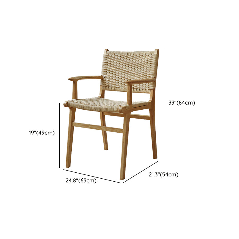 Solid Wood Lounge Chair Woven Back Side Chair with Wooden Legs