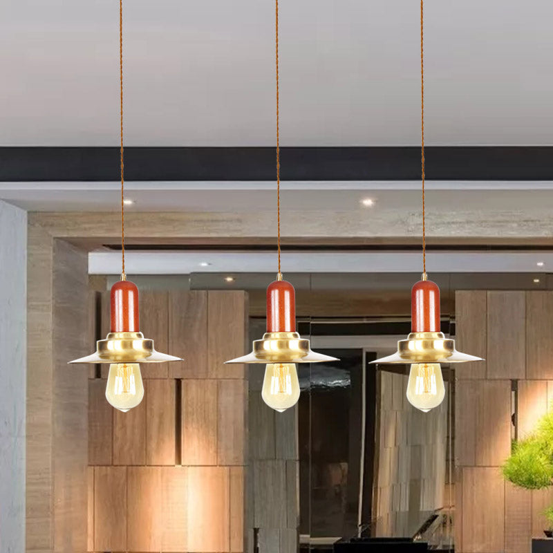 Gold Finish 3/5/7 Glühbirnen Mehrere hängende leichte industrielle Metallic Flat Tandem Deckenlampe