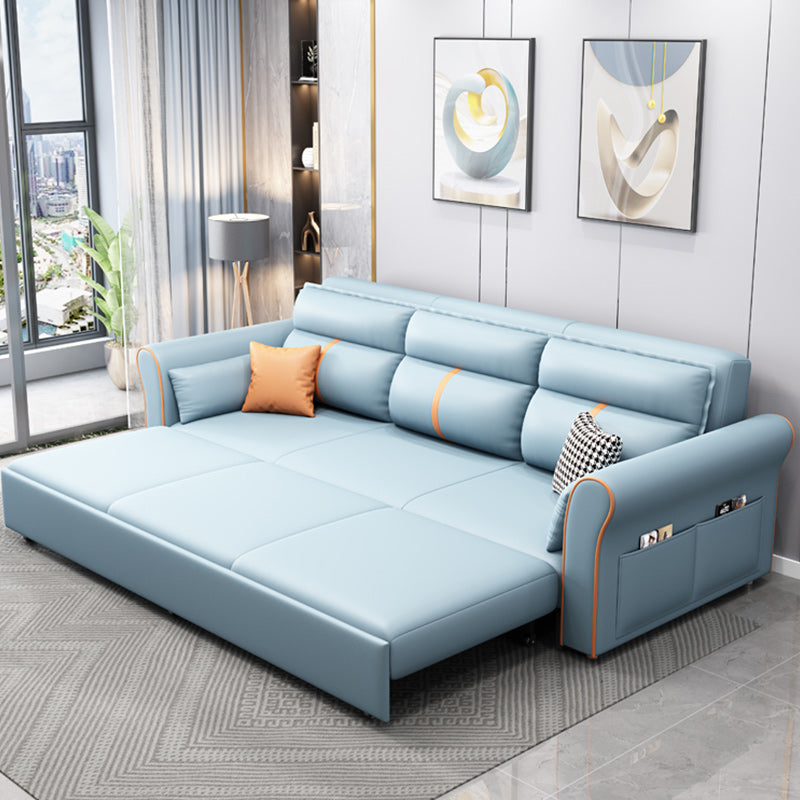 Contemporary Futon Sleeper Sofa Flared Arms Futon and Mattress