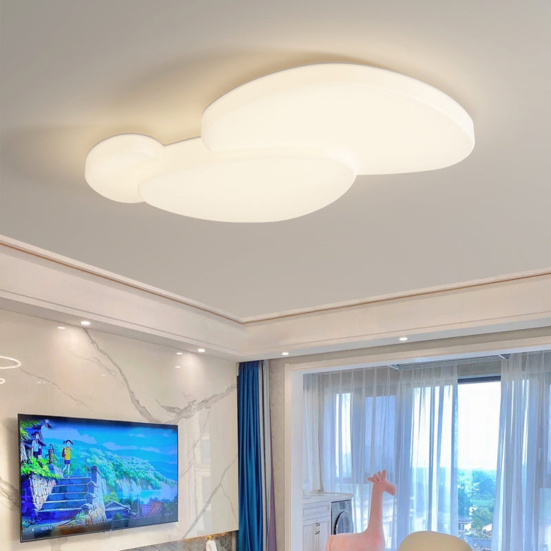 Modern Metal Flush Mount Geometric Shape Ceiling Light with Plastic Shade for Living Room