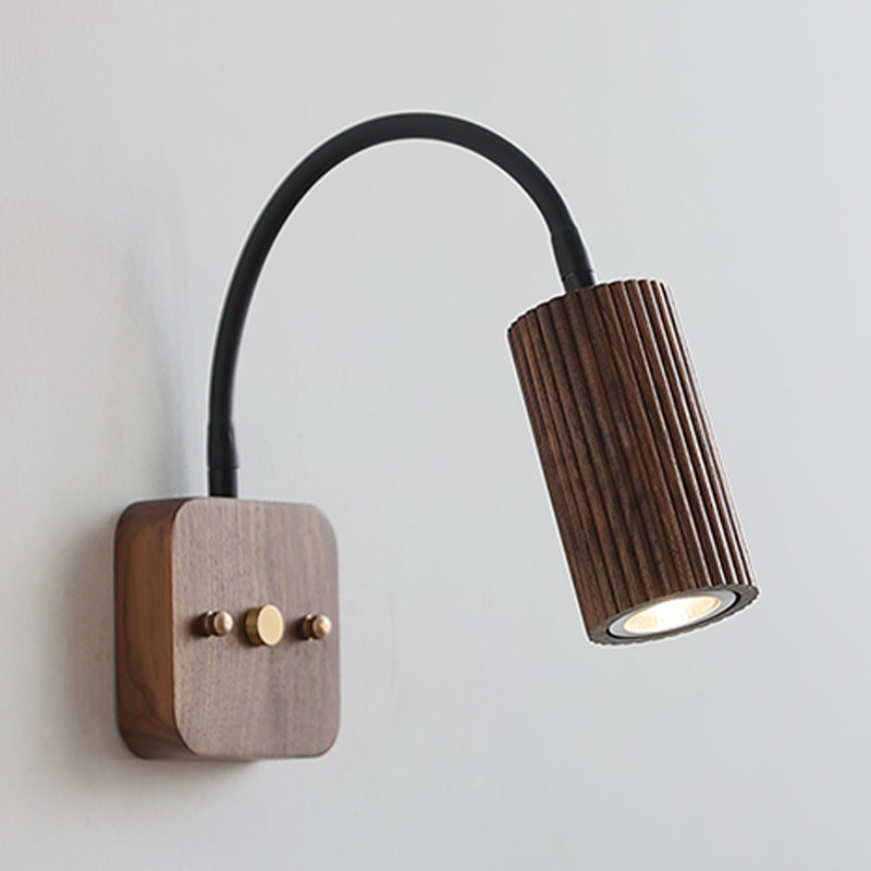 Modern Wooden Shade Wall Lighting Fixtures Cylinder Shade Wall Lamp for Bedroom