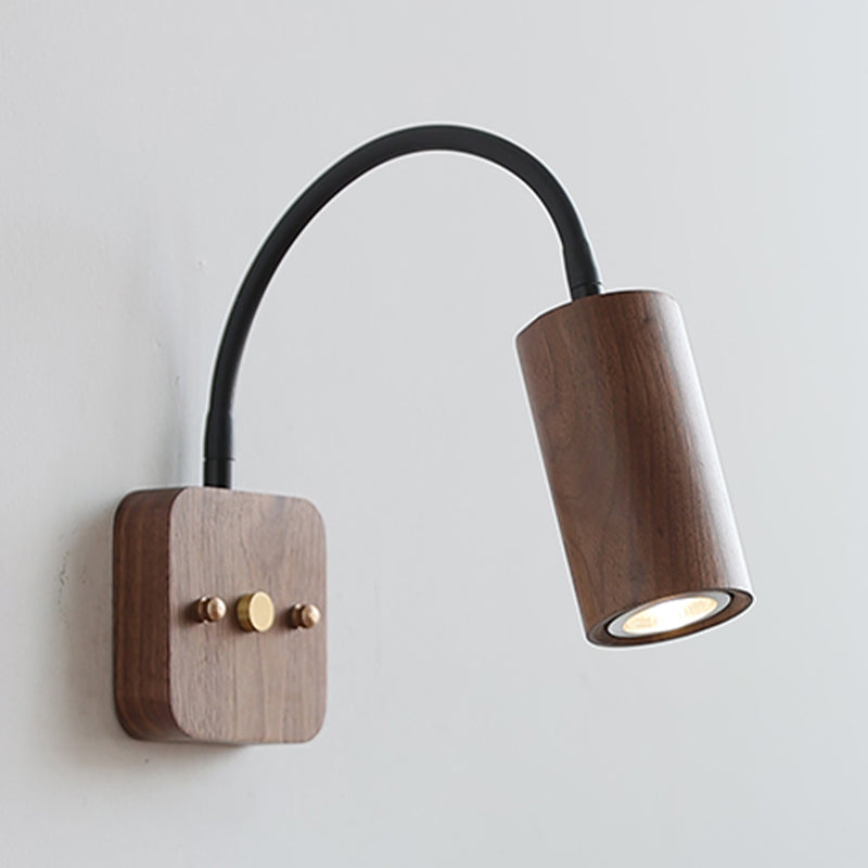 Modern Wooden Shade Wall Lighting Fixtures Cylinder Shade Wall Lamp for Bedroom