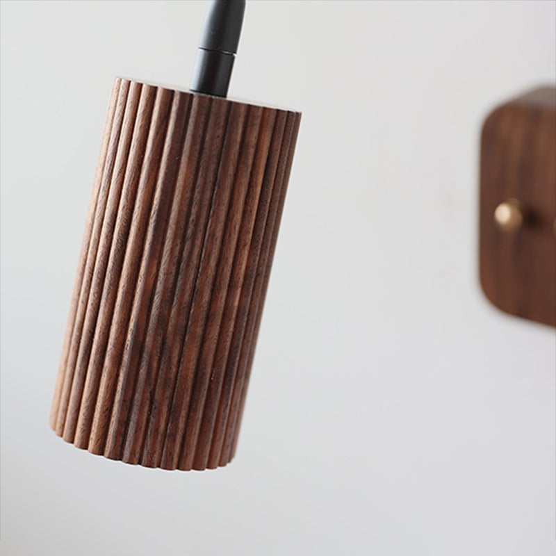 Modern Wooden Shade Wall Lighting Fixtures Cylinder Shade Wall Lamp for Bedroom