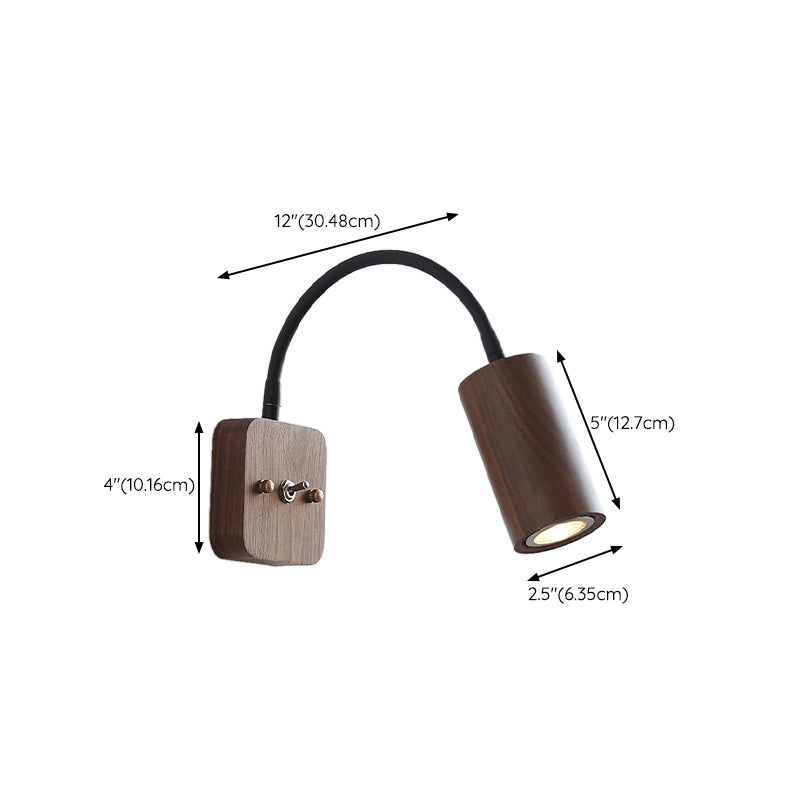 Modern Wooden Shade Wall Lighting Fixtures Cylinder Shade Wall Lamp for Bedroom