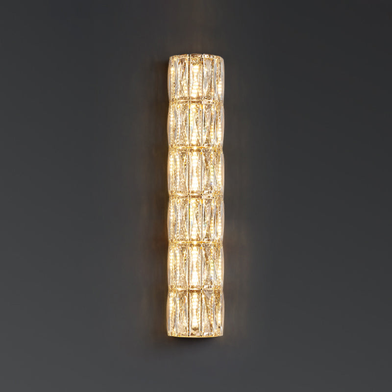 Cylinder Shade Wall Lamp Modern Style Crystal Shape Wall Mounted Lighting for Bedroom