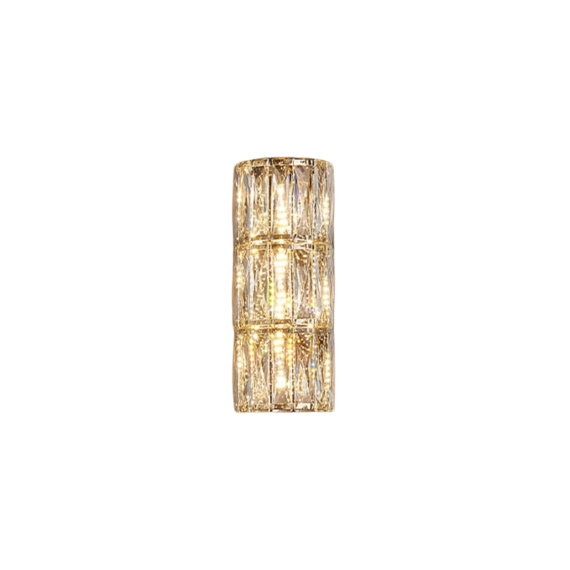 Cylinder Shade Wall Lamp Modern Style Crystal Shape Wall Mounted Lighting for Bedroom