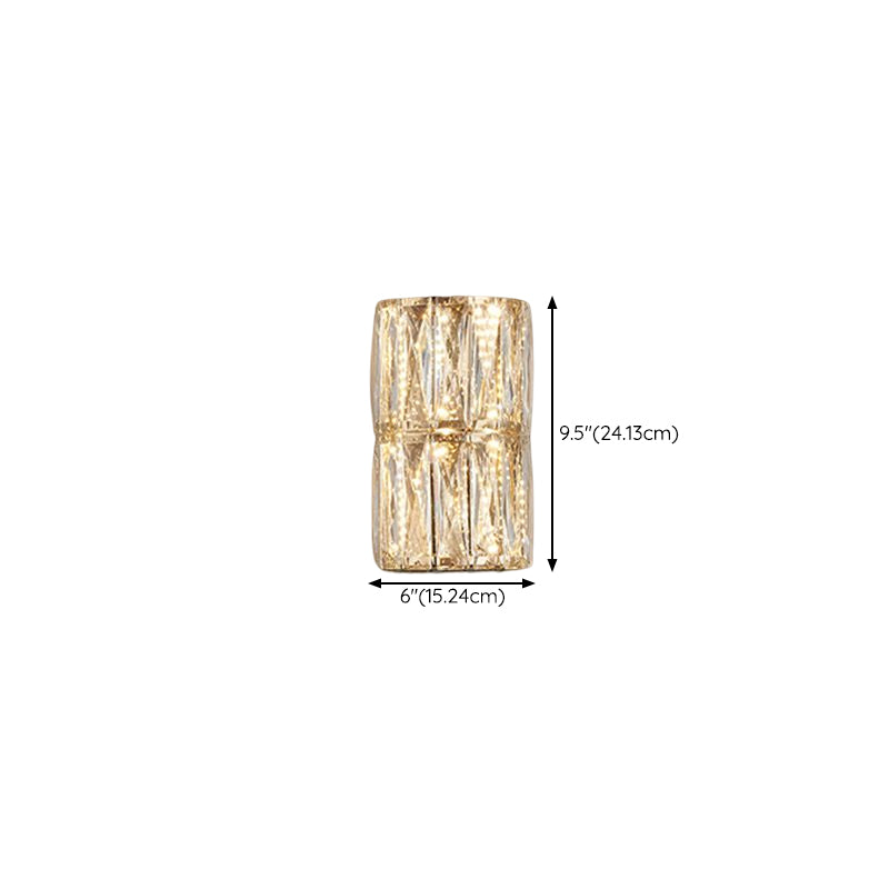 Cylinder Shade Wall Lamp Modern Style Crystal Shape Wall Mounted Lighting for Bedroom