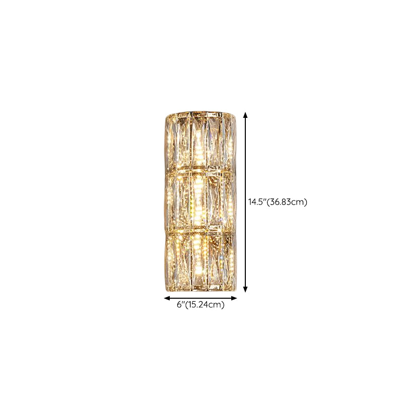 Cylinder Shade Wall Lamp Modern Style Crystal Shape Wall Mounted Lighting for Bedroom