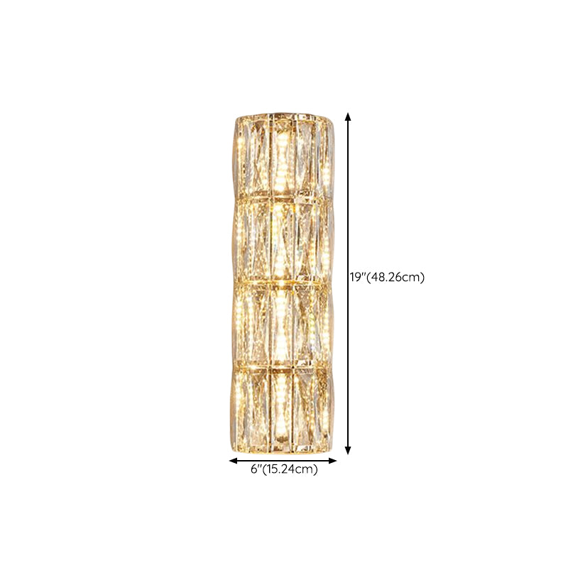 Cylinder Shade Wall Lamp Modern Style Crystal Shape Wall Mounted Lighting for Bedroom