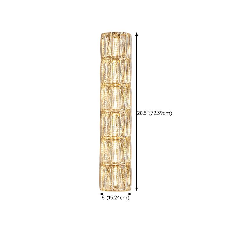 Cylinder Shade Wall Lamp Modern Style Crystal Shape Wall Mounted Lighting for Bedroom