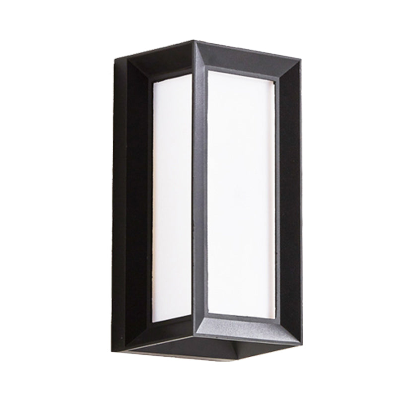 Lodges Cuboid Box Wall Sconce Milky Glass LED Wall Mounted Lamp in Black for Corner, Warm/White Light