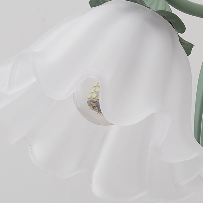 Iron and Glass Wall Light Fixture in Green & White 1 / 2 - Light Wall Sconce