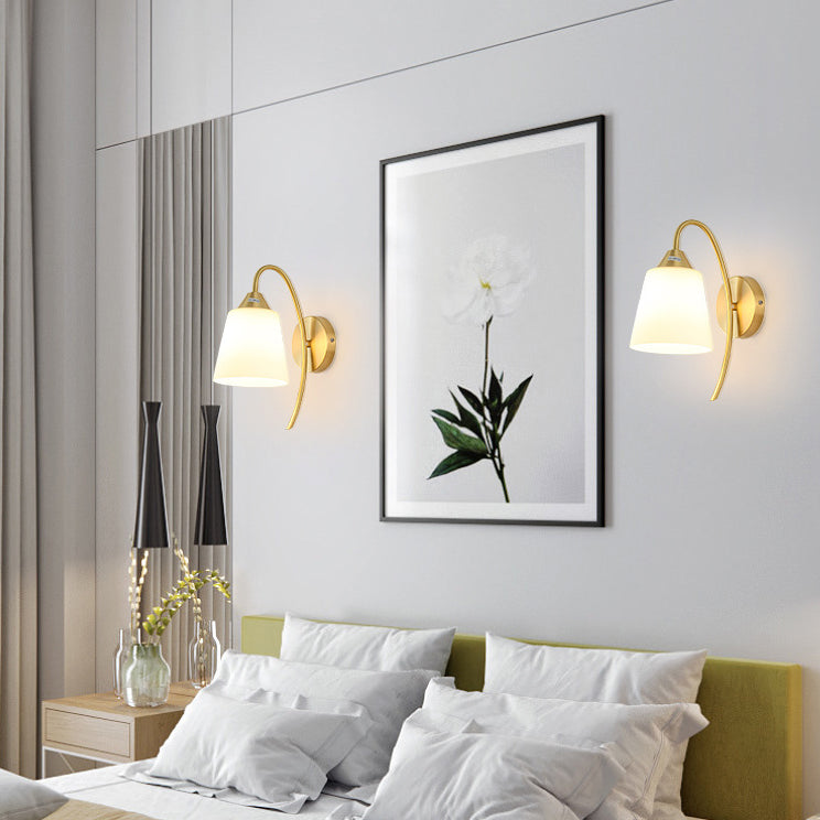 Contemporary Gold Vanity Lighting Glass Wall Light Fixture for Bathroom