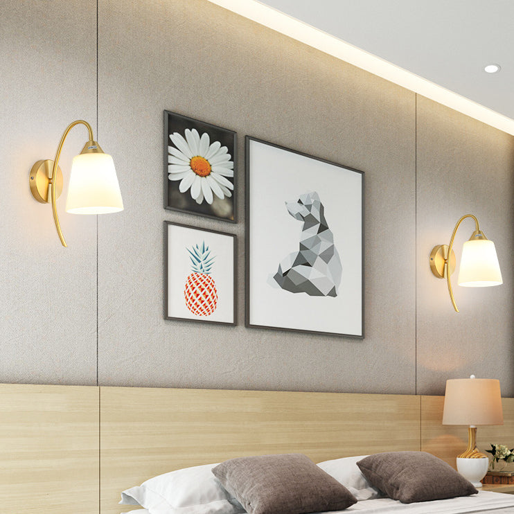 Contemporary Gold Vanity Lighting Glass Wall Light Fixture for Bathroom