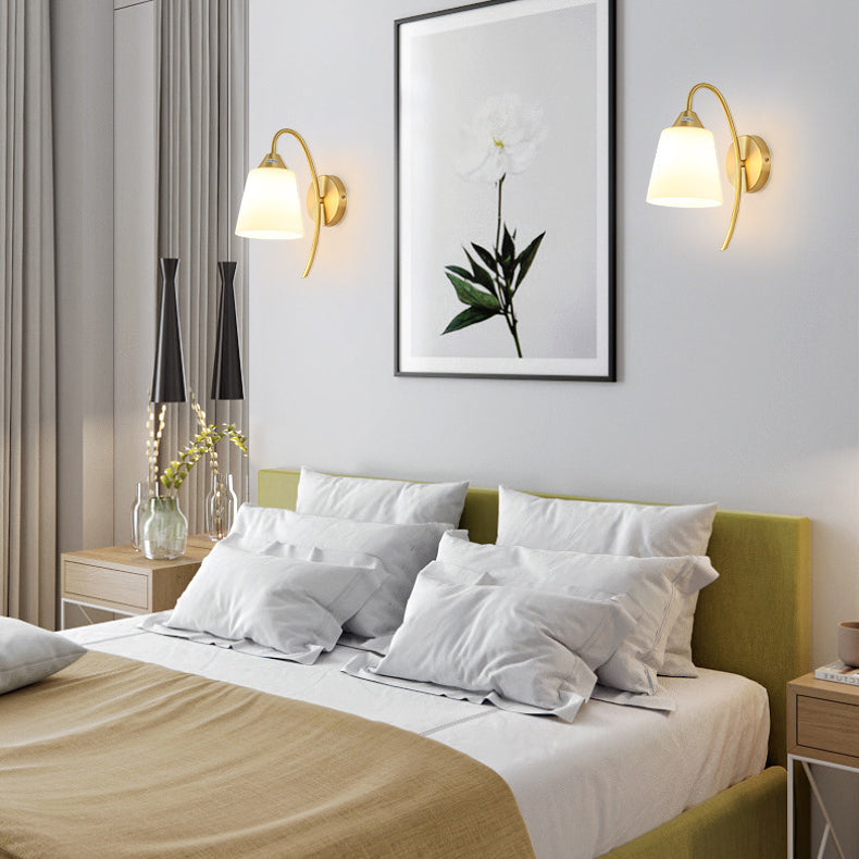 Contemporary Gold Vanity Lighting Glass Wall Light Fixture for Bathroom