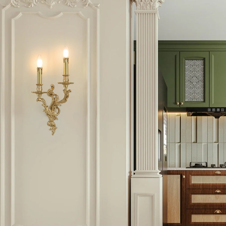 Vintage Vanity Lighting Brass Wall Light Fixture in Gold for Bathroom