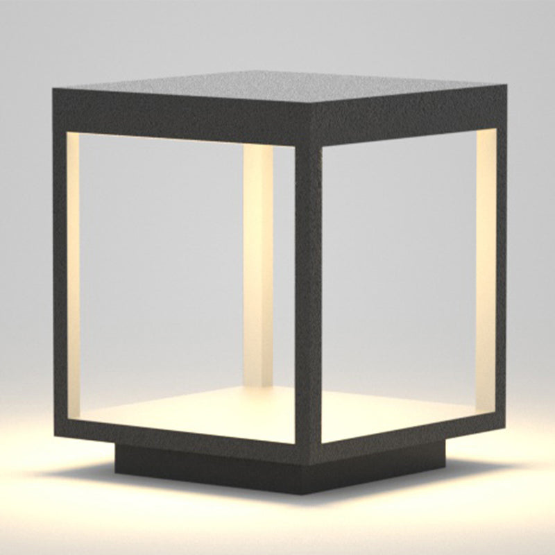 Square Waterproof Lights Outdoor Black Pillar Lamp for Garden