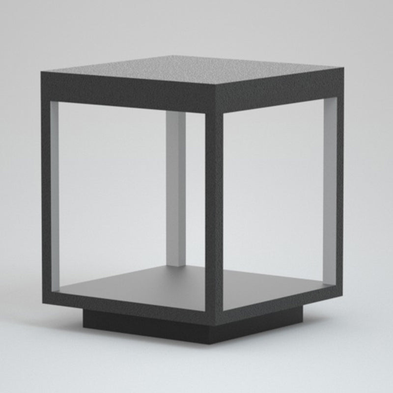Square Waterproof Lights Outdoor Black Pillar Lamp for Garden