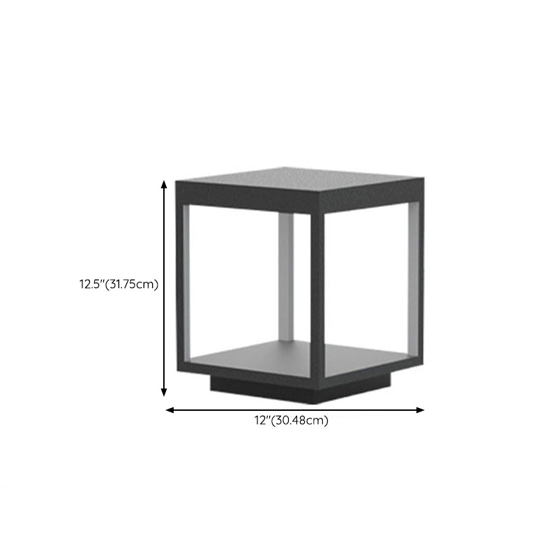 Square Waterproof Lights Outdoor Black Pillar Lamp for Garden