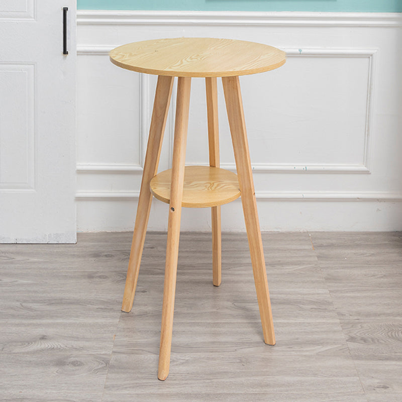 Natural Finish Pub Table Set 1/3 Pieces Bar Set with Wooden Stools