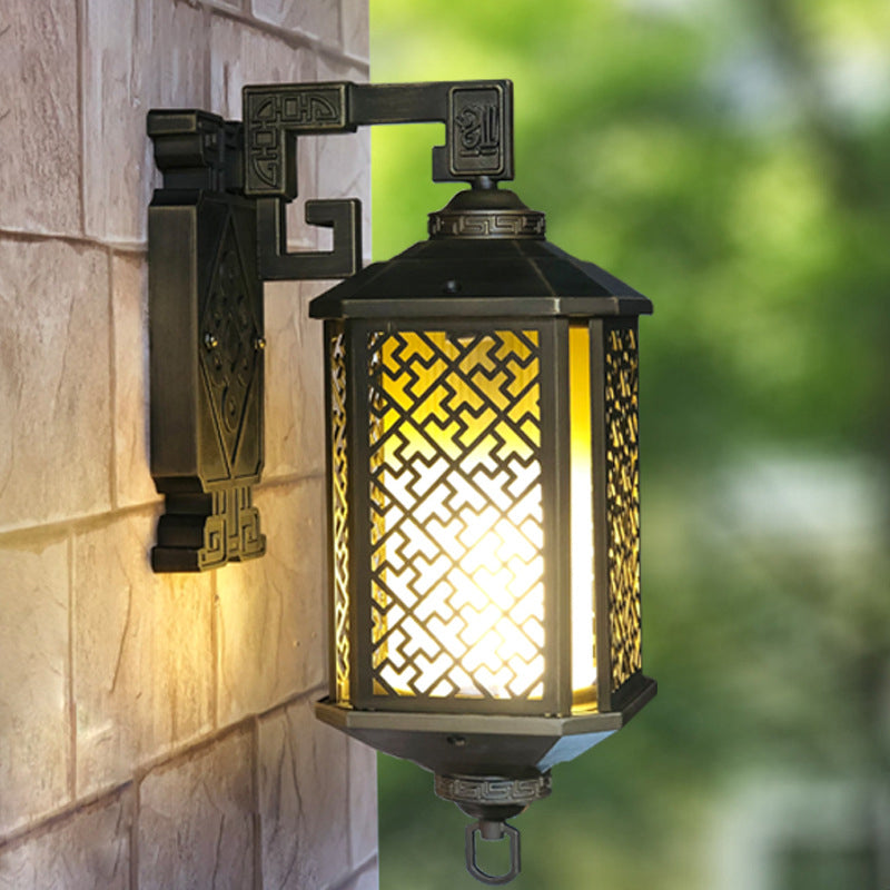 1 Kopfwand montierte Leuchte rustikale zylindrische prismatische Glaswandlampe in Schwarz