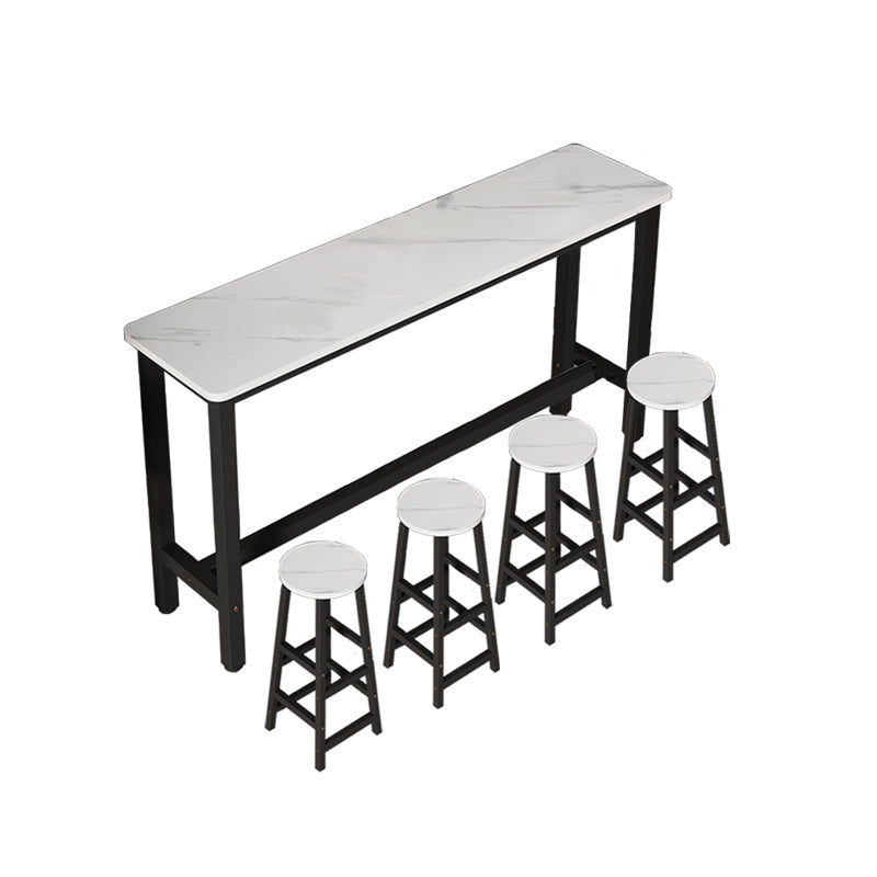 Rectangle Counter Height Pub Set 1/3/4/5/6/7 Pcs Iron Frame Bar Table and Stools