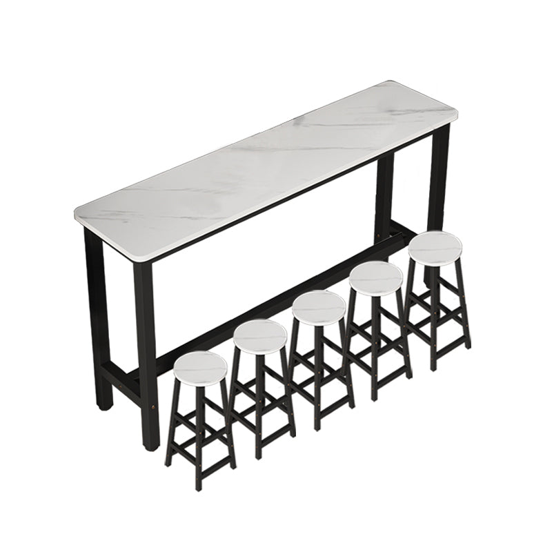 Rectangle Counter Height Pub Set 1/3/4/5/6/7 Pcs Iron Frame Bar Table and Stools