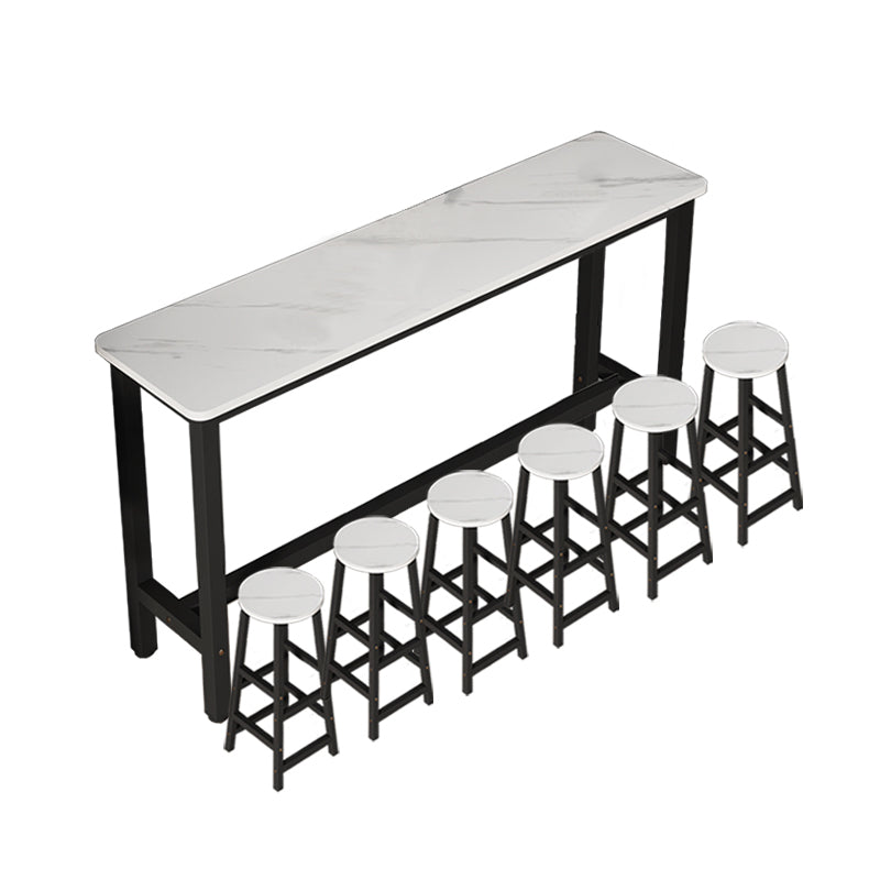 Rectangle Counter Height Pub Set 1/3/4/5/6/7 Pcs Iron Frame Bar Table and Stools