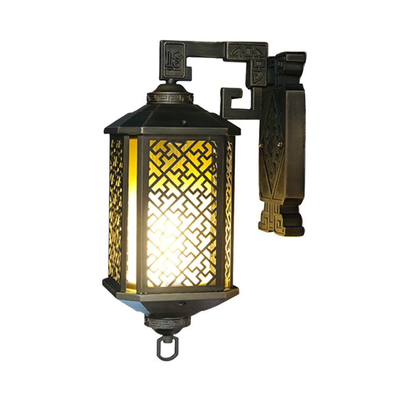 1 met de hoofdwand gemonteerd verlichtingsarmatuur rustieke cilindrische tan prismatische glazen wandlamp in het zwart