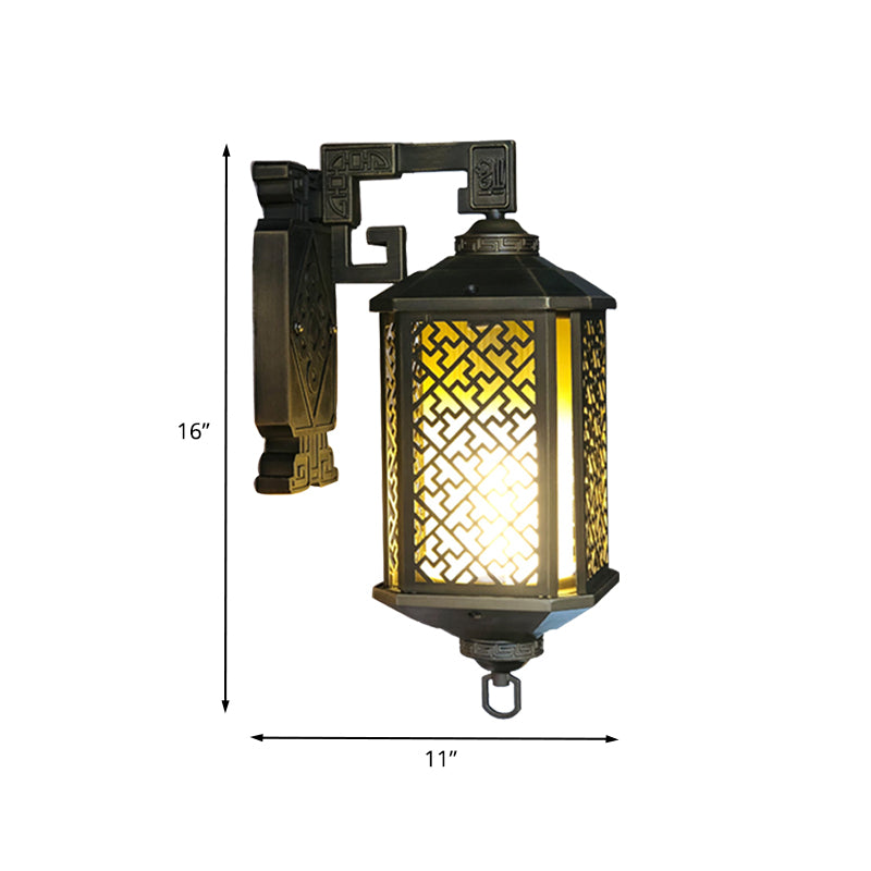 1 met de hoofdwand gemonteerd verlichtingsarmatuur rustieke cilindrische tan prismatische glazen wandlamp in het zwart