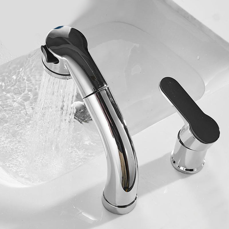 Modern Chrome Sink Faucet Brass Bathroom Low Arc Lifting Faucet